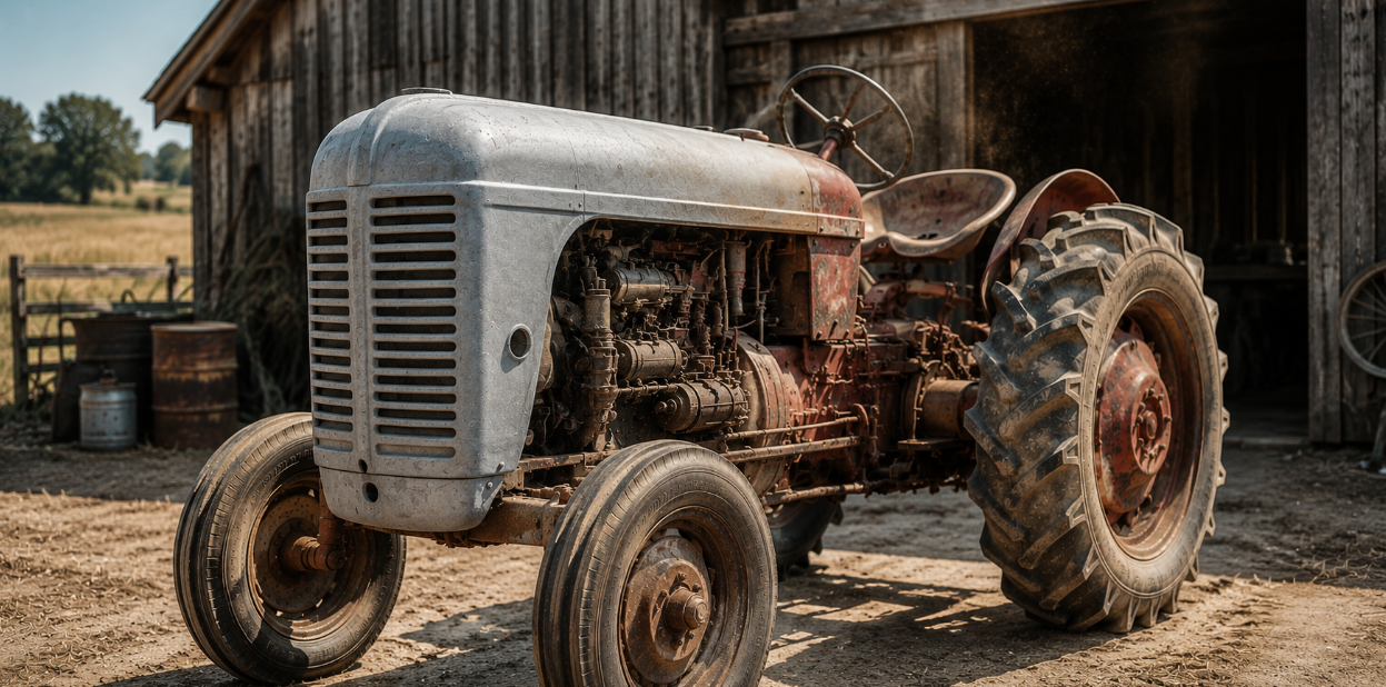 sabler un ancien tracteur